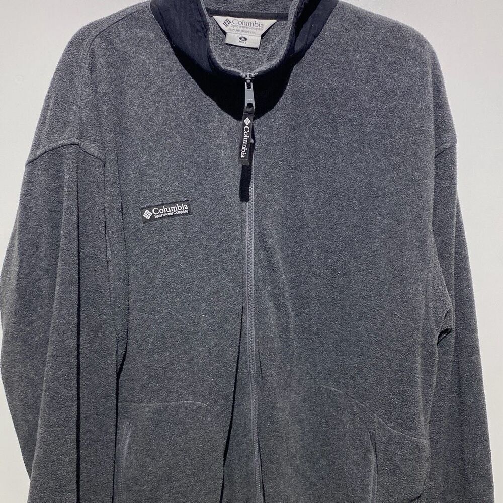 Columbia Men's Gray High Neck Full Zipper Fleece Long Sleeve Jacket Size XL